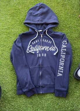 Reflex Men's California Surf League 1850 Navy Blue Zip-Up Hoodie Jacket Size Lar